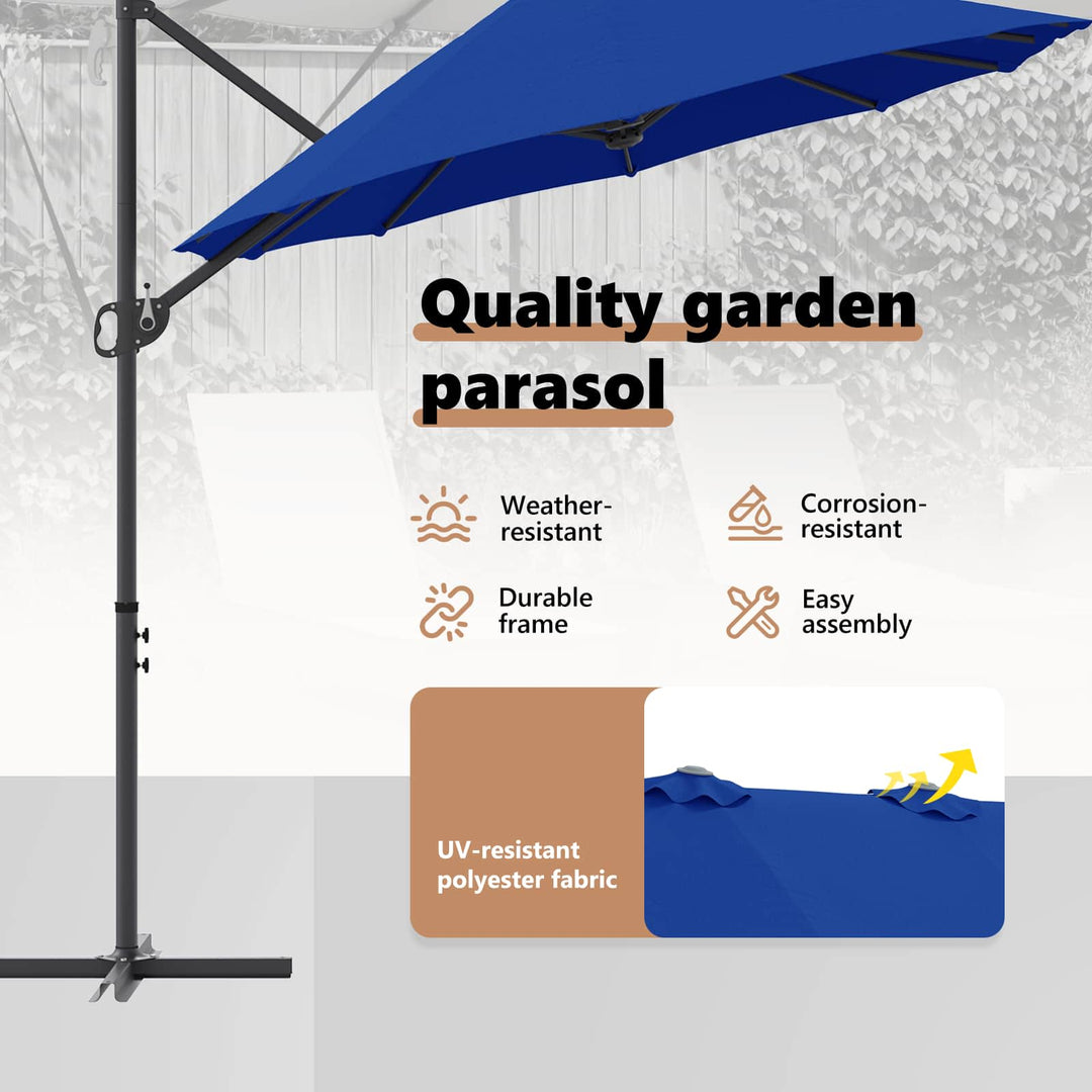 Parasol 372 x 198 x 243 cm Polyester og Aluminium Azurblå