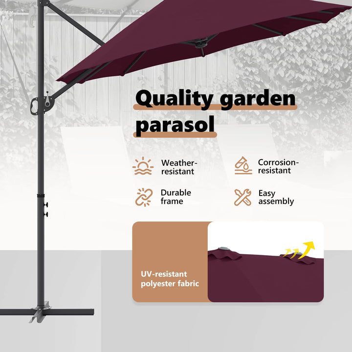 Parasol Bordeaux Rød 372 x 198 x 243 cm Polyester og Aluminium