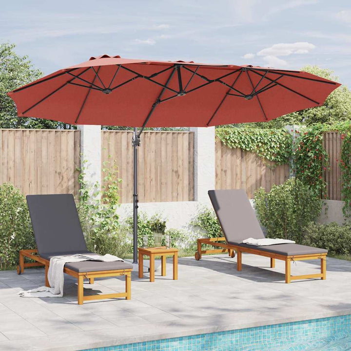 Parasol Terrakotta 372 x 198 x 243 cm Polyester og Aluminium