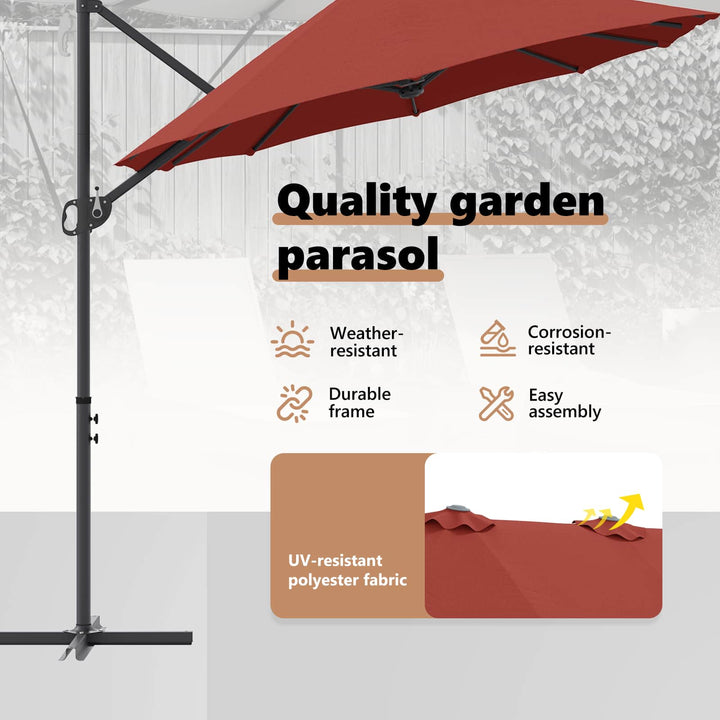 Parasol Terrakotta 372 x 198 x 243 cm Polyester og Aluminium