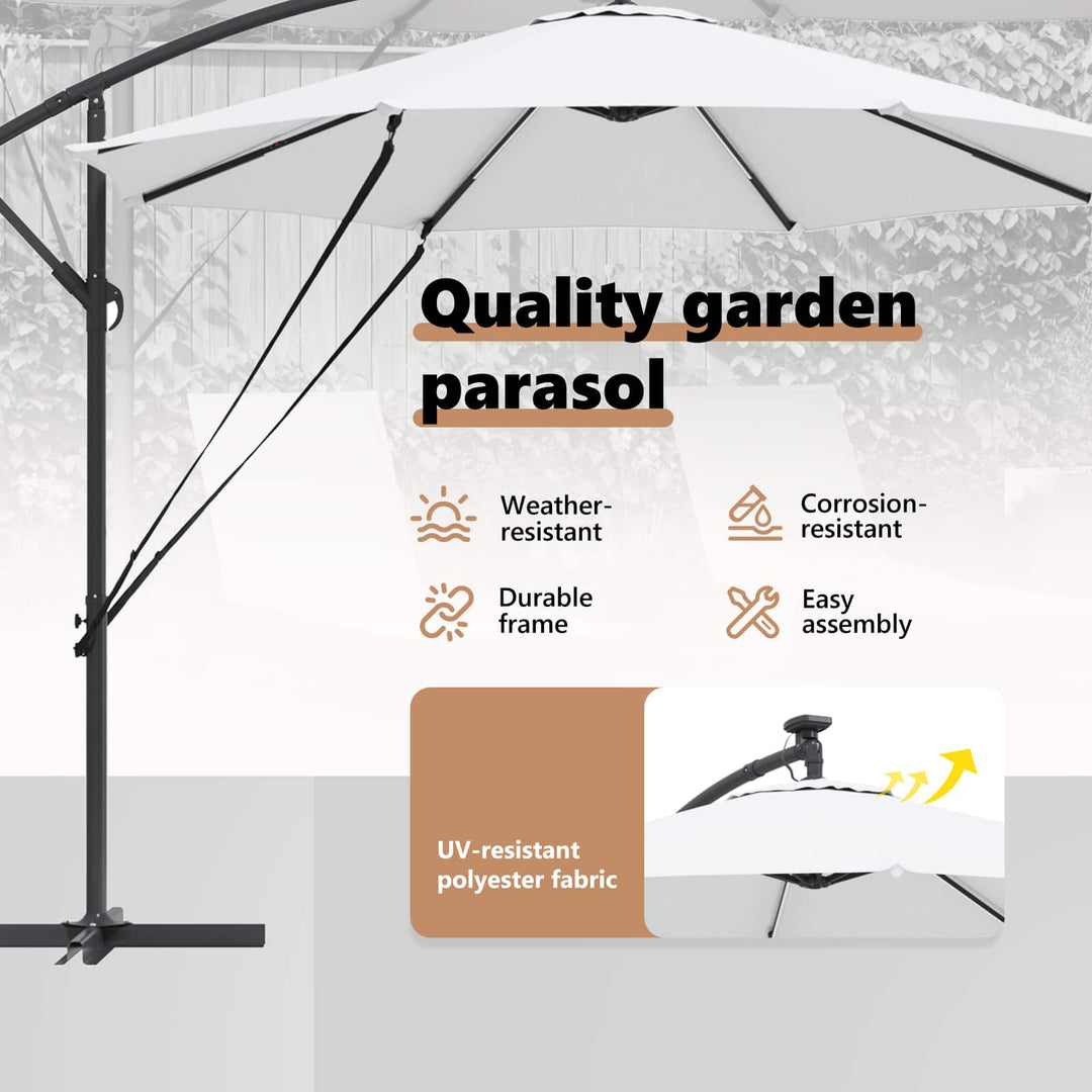 Parasol Sandfarvet 294 x 294 x 248 cm Polyester og Aluminium
