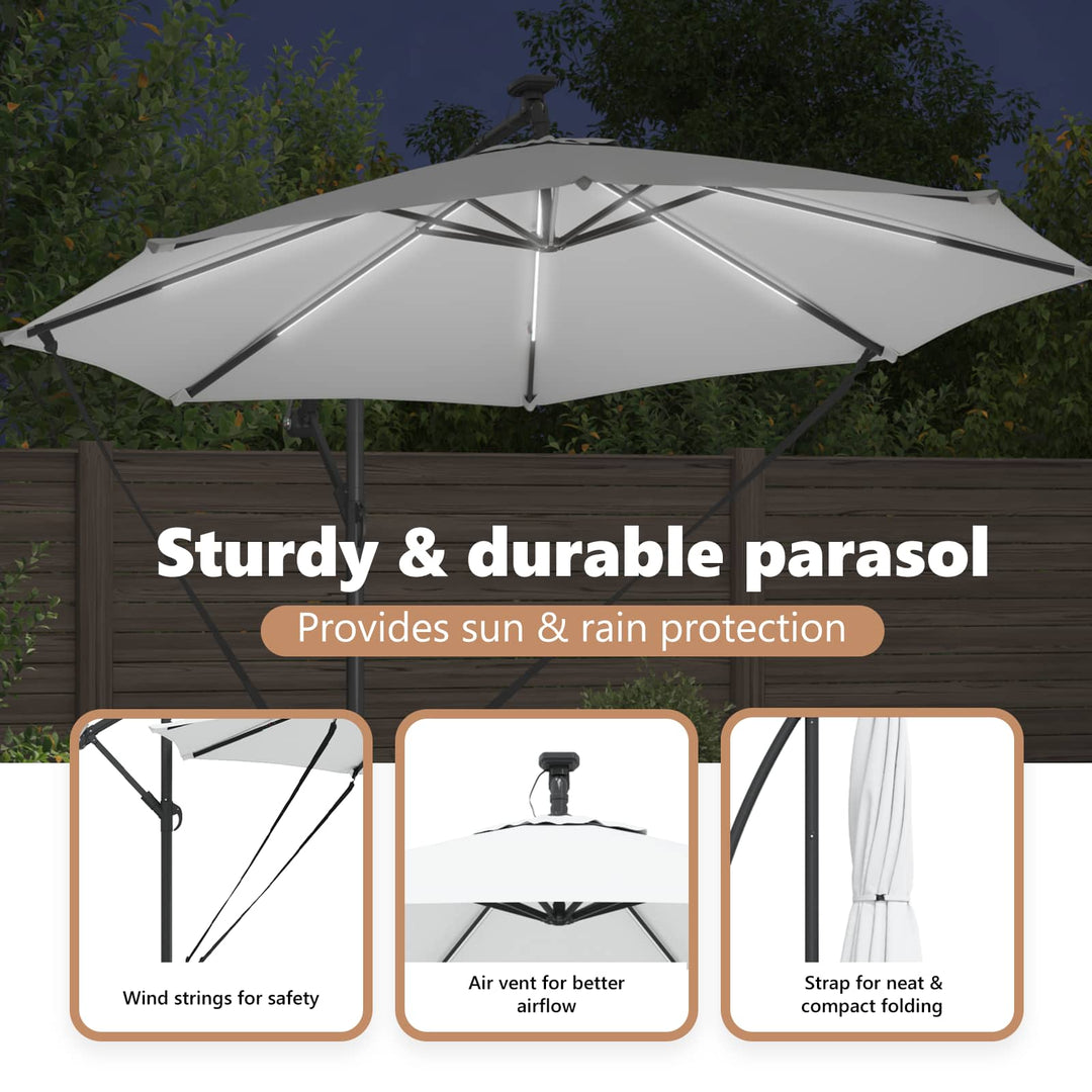 Parasol Sandfarvet 294 x 294 x 248 cm Polyester og Aluminium