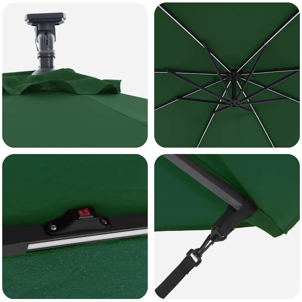 Parasol Grøn 294 x 294 x 248 cm Polyester og Aluminium
