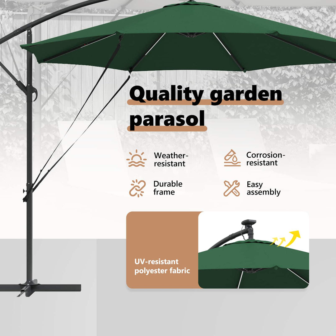 Parasol Grøn 294 x 294 x 248 cm Polyester og Aluminium