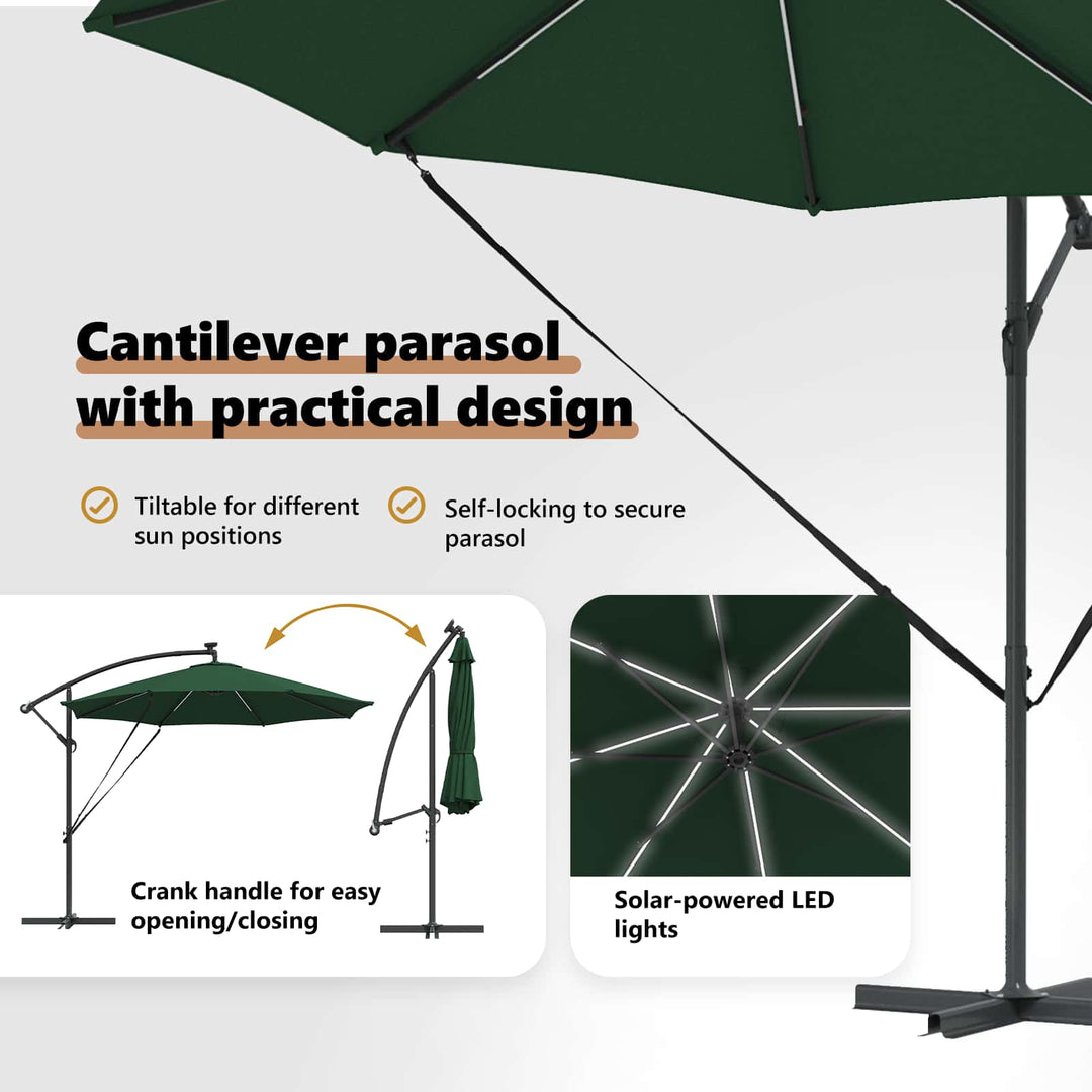 Parasol Grøn 294 x 294 x 248 cm Polyester og Aluminium