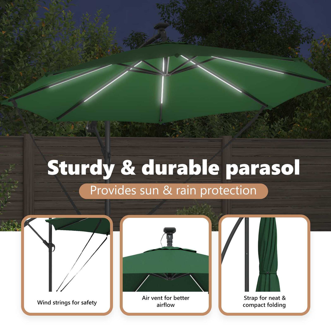Parasol Grøn 294 x 294 x 248 cm Polyester og Aluminium