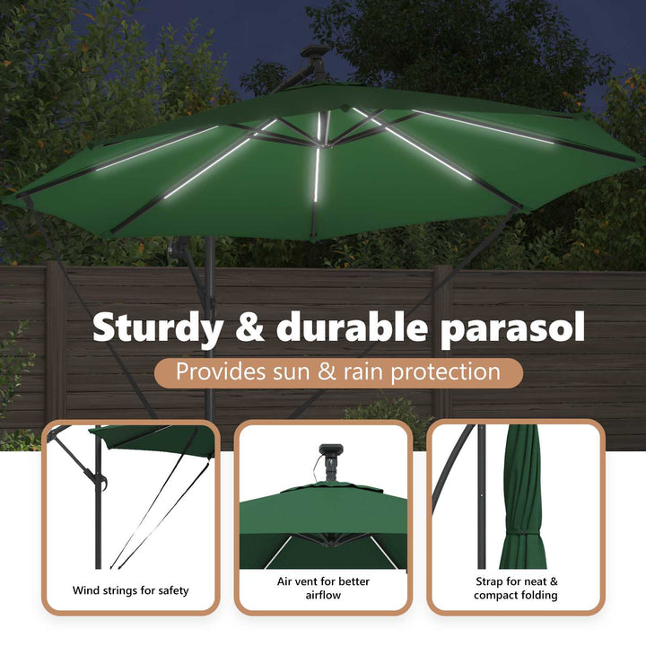 Parasol Grøn 294 x 294 x 248 cm Polyester og Aluminium