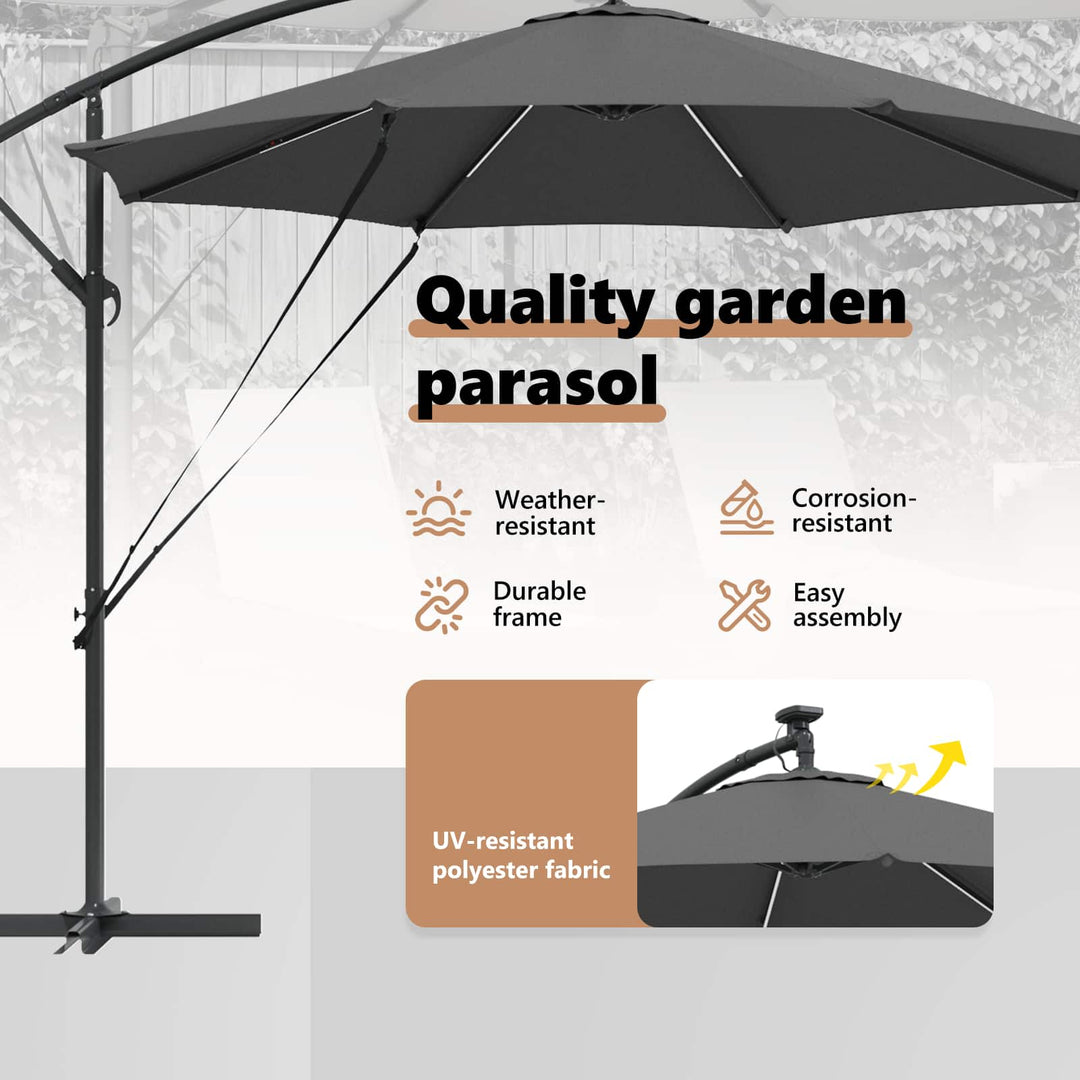 Parasol Antracit 294 x 294 x 248 cm Polyester og Aluminium