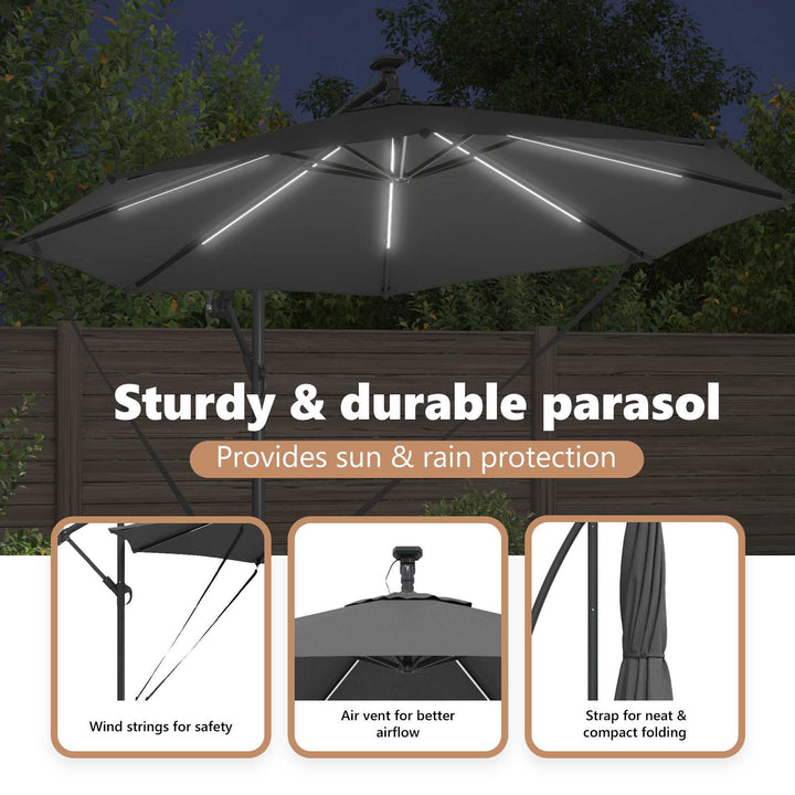 Parasol Antracit 294 x 294 x 248 cm Polyester og Aluminium