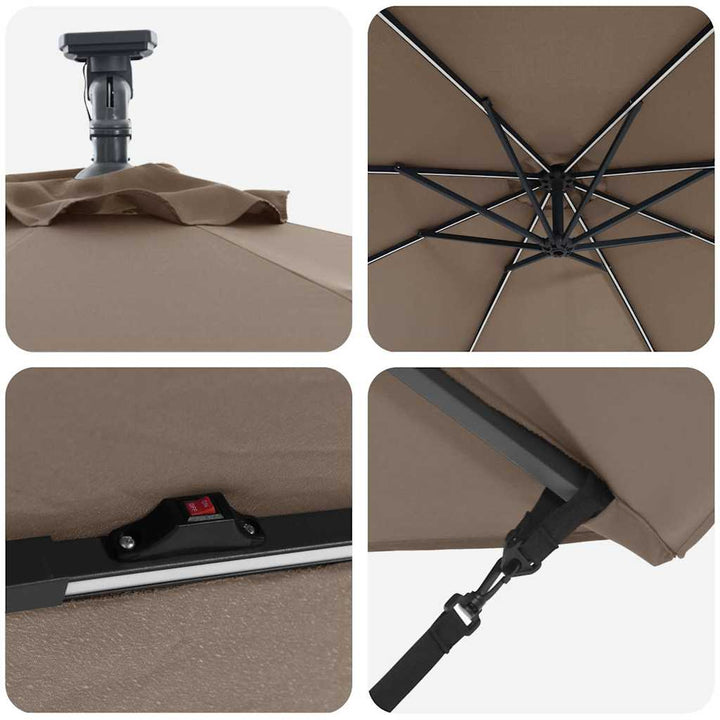 Parasol Gråbrun 294 x 294 x 248 cm Polyester og Aluminium
