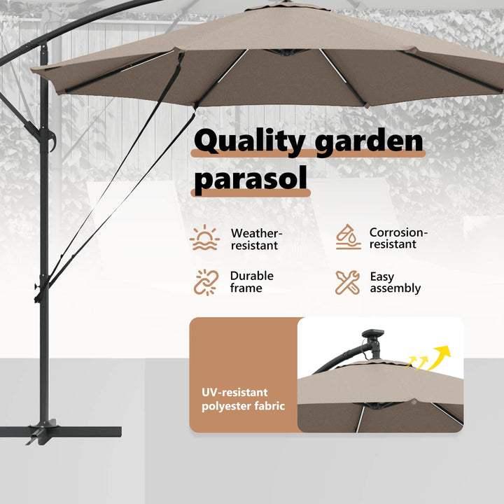 Parasol Gråbrun 294 x 294 x 248 cm Polyester og Aluminium
