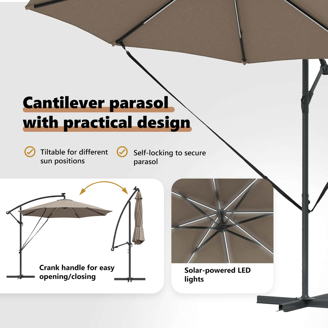 Parasol Gråbrun 294 x 294 x 248 cm Polyester og Aluminium