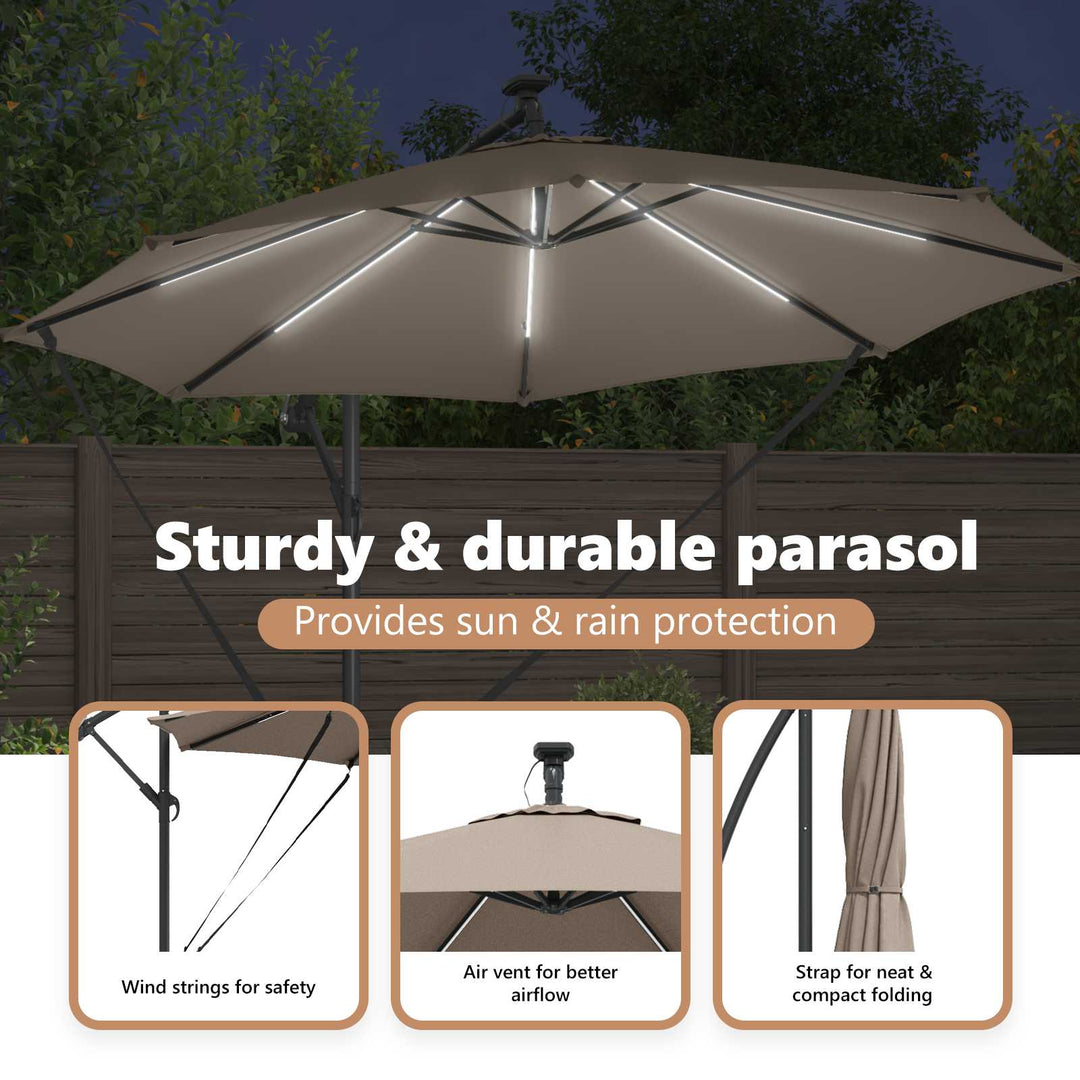 Parasol Gråbrun 294 x 294 x 248 cm Polyester og Aluminium