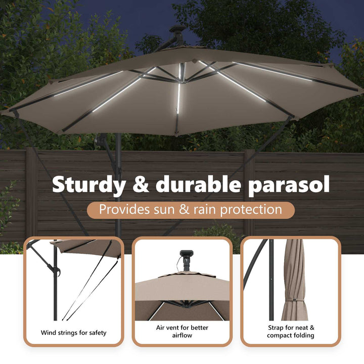 Parasol Gråbrun 294 x 294 x 248 cm Polyester og Aluminium