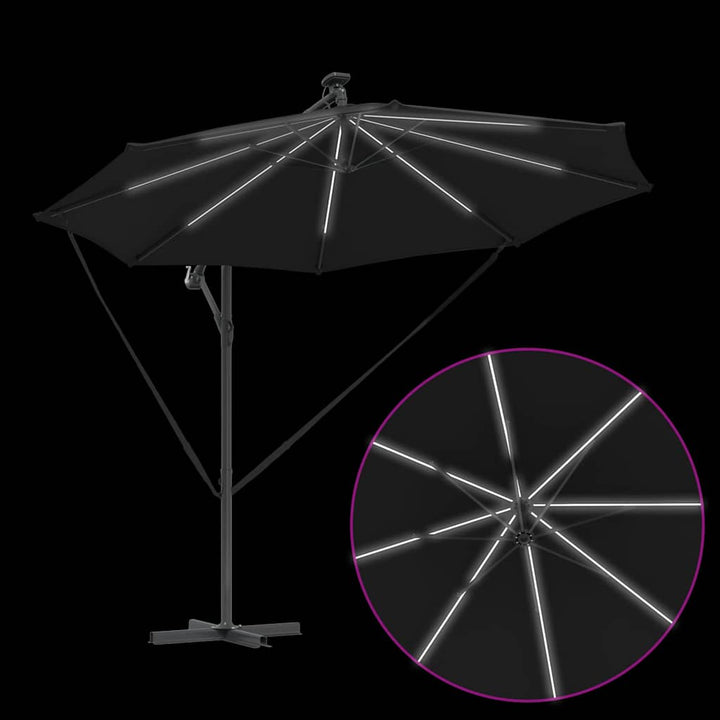 Parasol 294 x 294 x 248 cm Polyester og Aluminium Sort