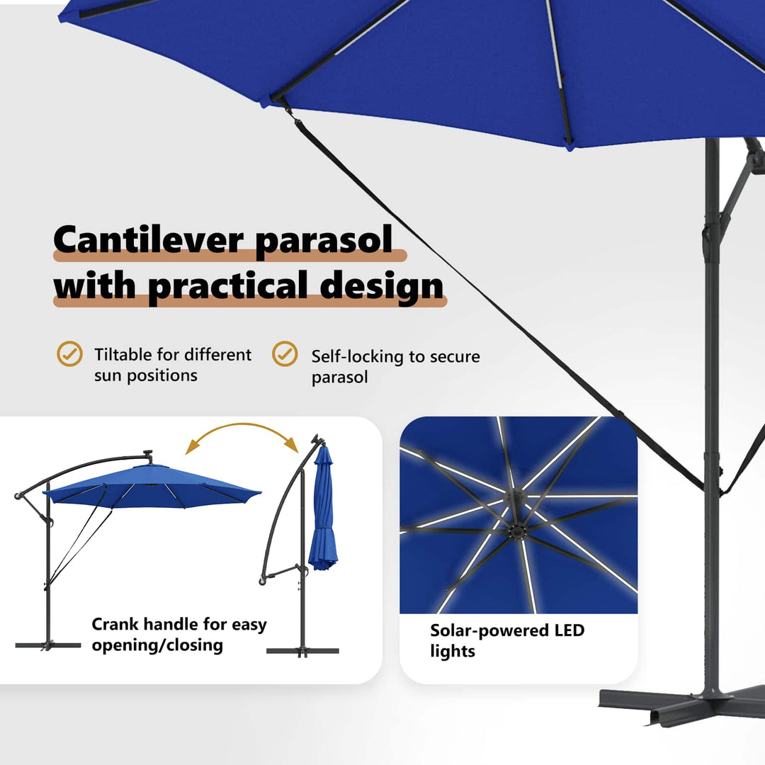 Parasol 294 x 294 x 248 cm Polyester og Aluminium Azurblå
