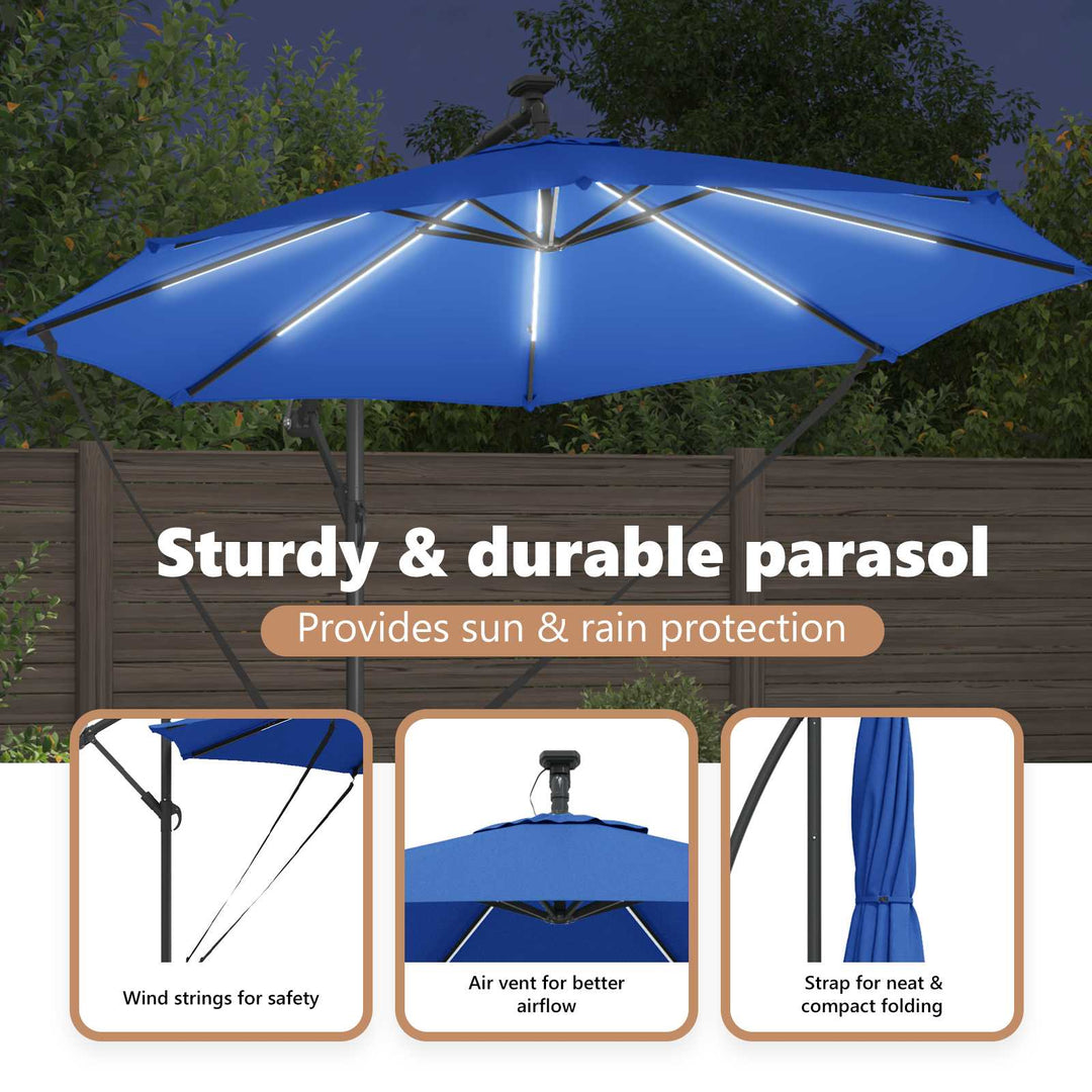 Parasol 294 x 294 x 248 cm Polyester og Aluminium Azurblå