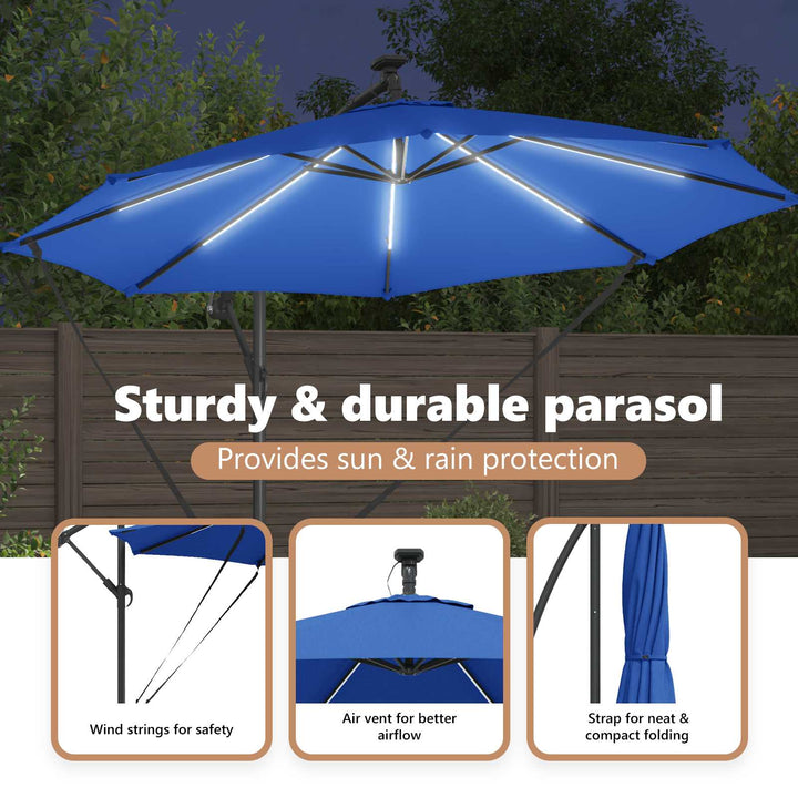 Parasol 294 x 294 x 248 cm Polyester og Aluminium Azurblå