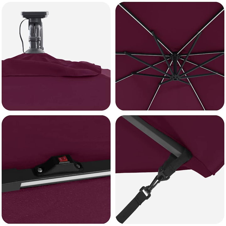 Parasol Bordeaux Rød 294 x 294 x 248 cm Polyester og Aluminium