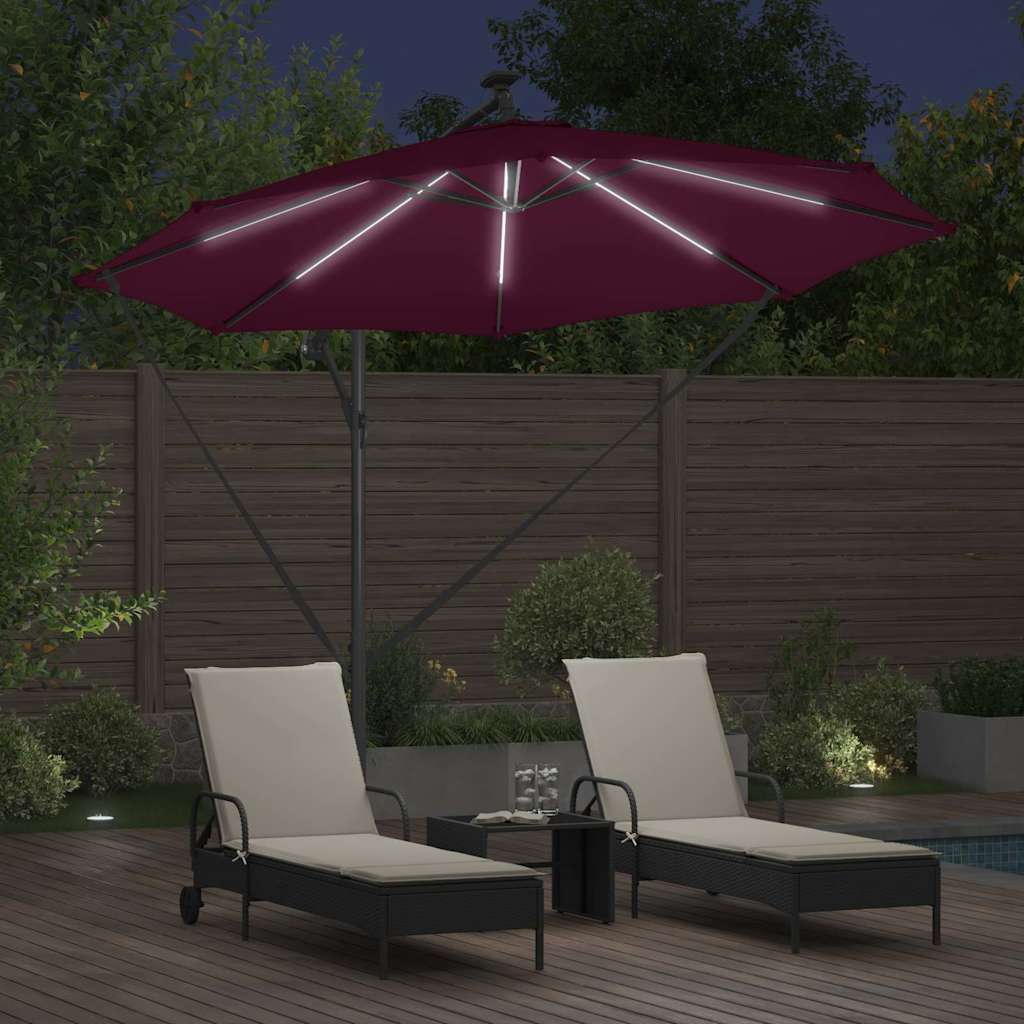 Parasol Bordeaux Rød 294 x 294 x 248 cm Polyester og Aluminium