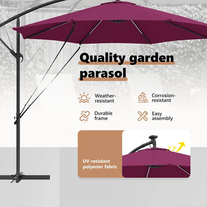 Parasol Bordeaux Rød 294 x 294 x 248 cm Polyester og Aluminium