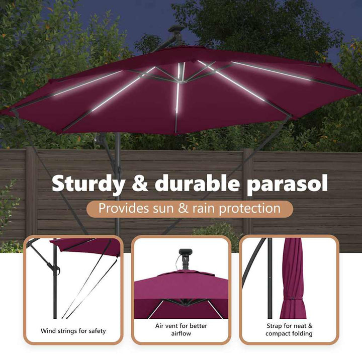 Parasol Bordeaux Rød 294 x 294 x 248 cm Polyester og Aluminium