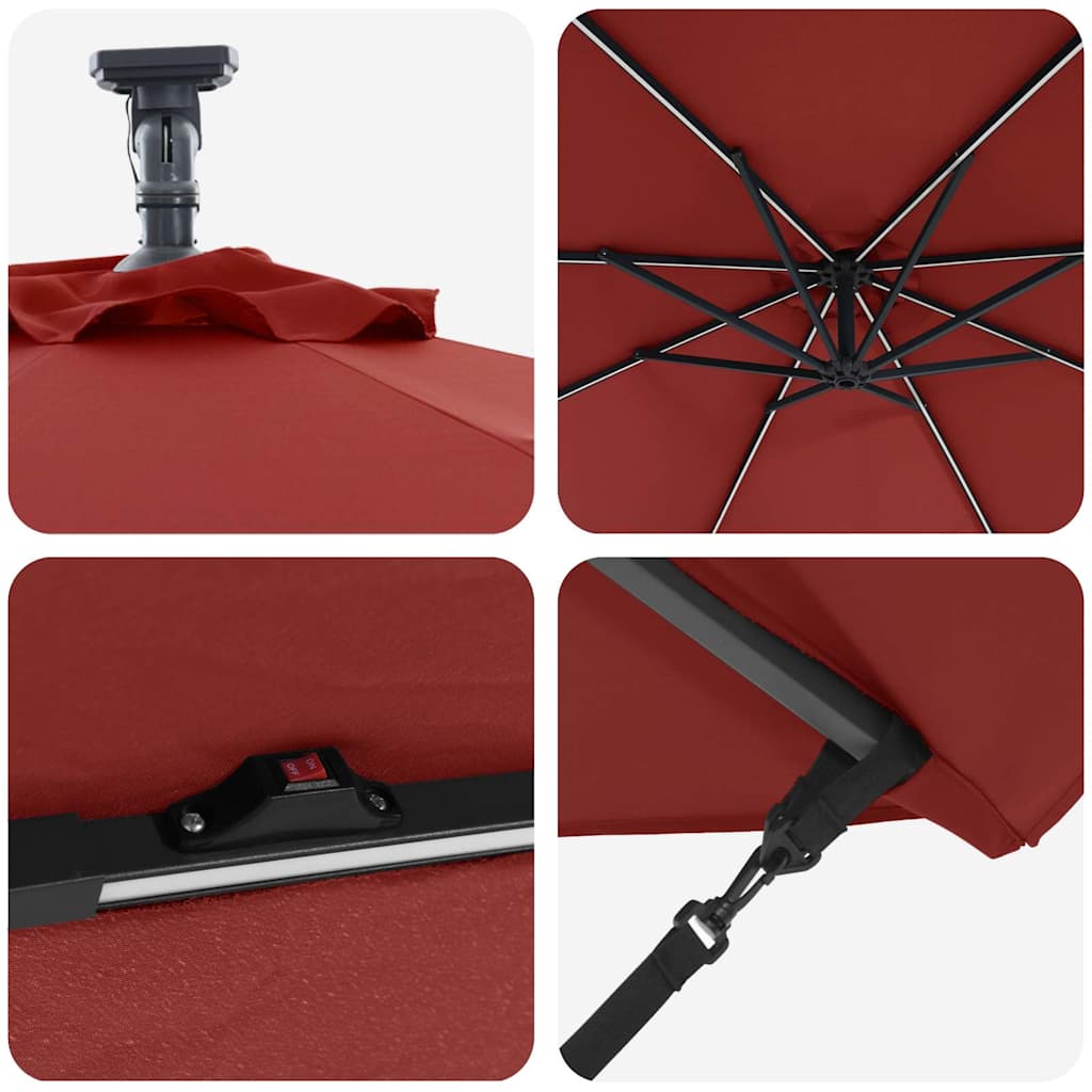 Parasol Terrakotta 294 x 294 x 248 cm Polyester og Aluminium