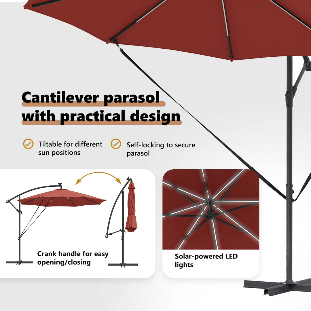 Parasol Terrakotta 294 x 294 x 248 cm Polyester og Aluminium