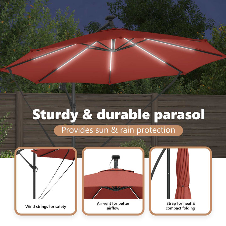 Parasol Terrakotta 294 x 294 x 248 cm Polyester og Aluminium