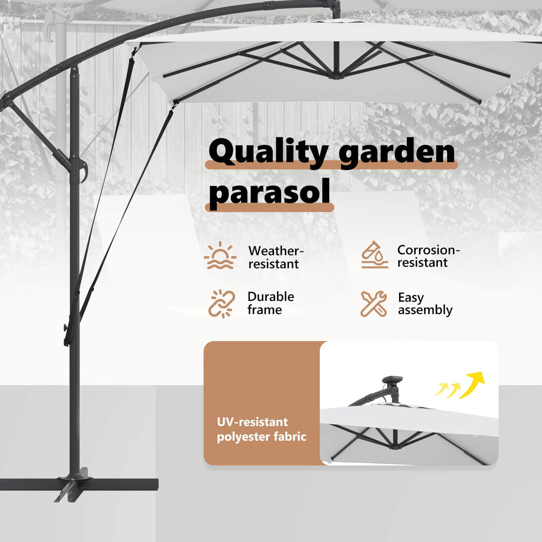 Parasol Sandfarvet 294 x 200 x 270 cm Polyester og Aluminium