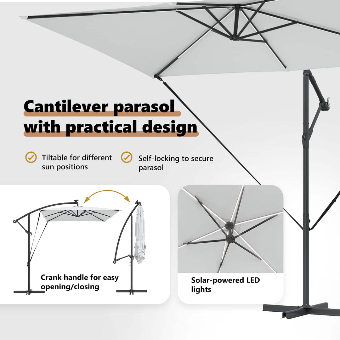 Parasol Sandfarvet 294 x 200 x 270 cm Polyester og Aluminium