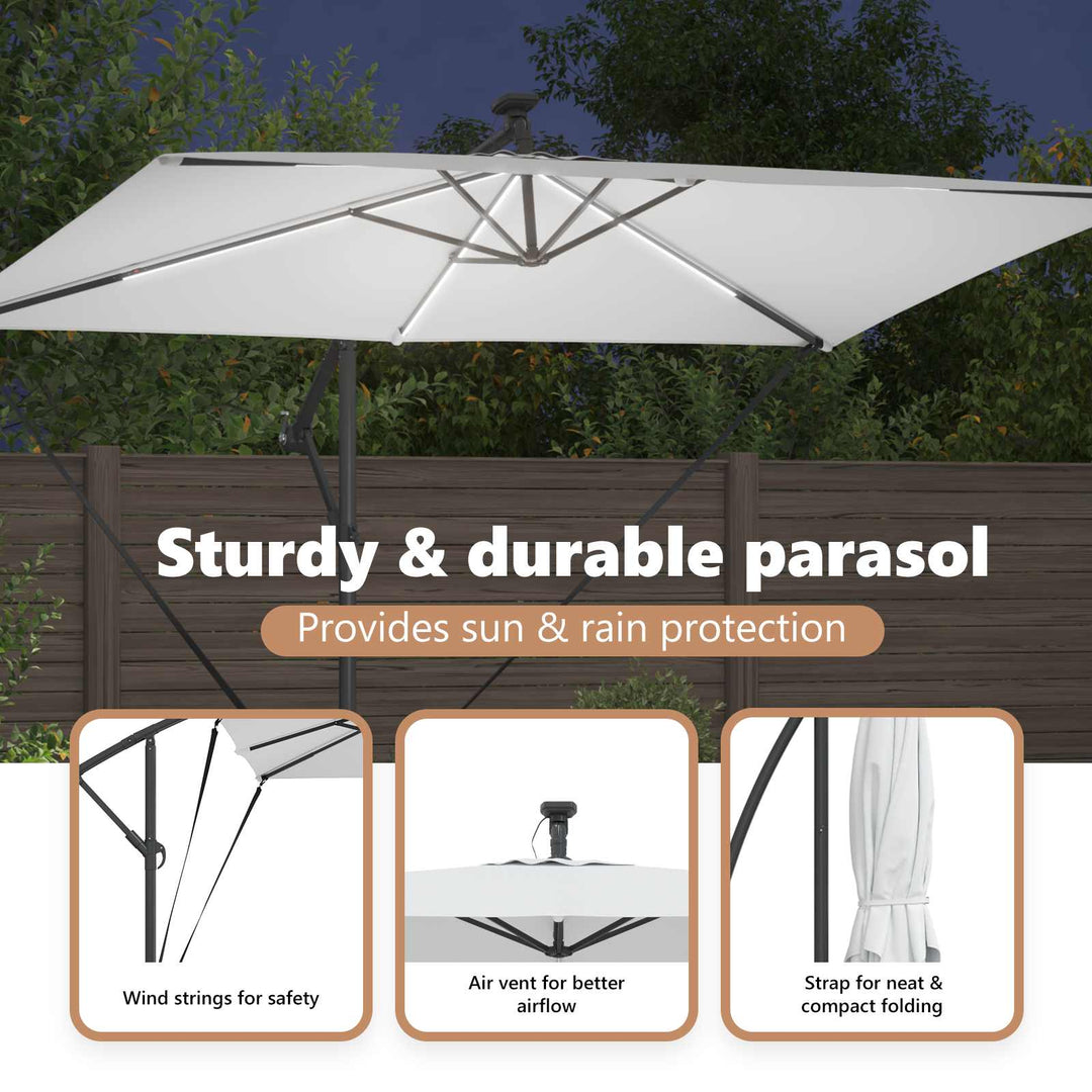 Parasol Sandfarvet 294 x 200 x 270 cm Polyester og Aluminium