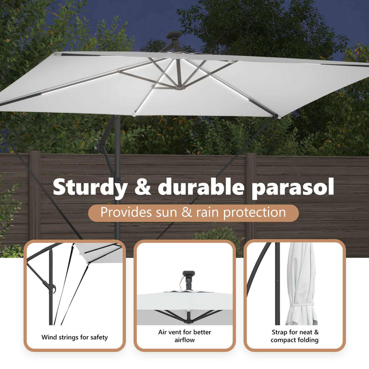 Parasol Sandfarvet 294 x 200 x 270 cm Polyester og Aluminium