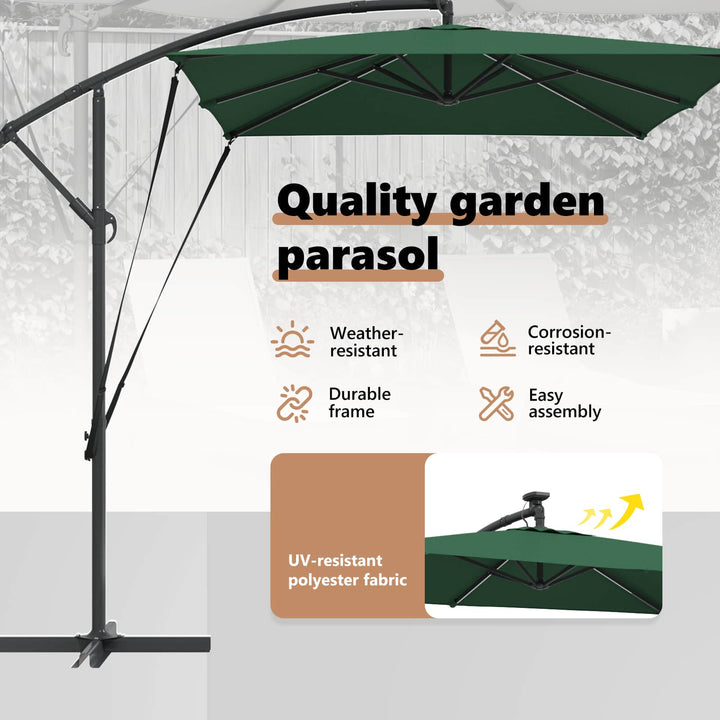 Parasol Grøn 294 x 200 x 270 cm Polyester og Aluminium