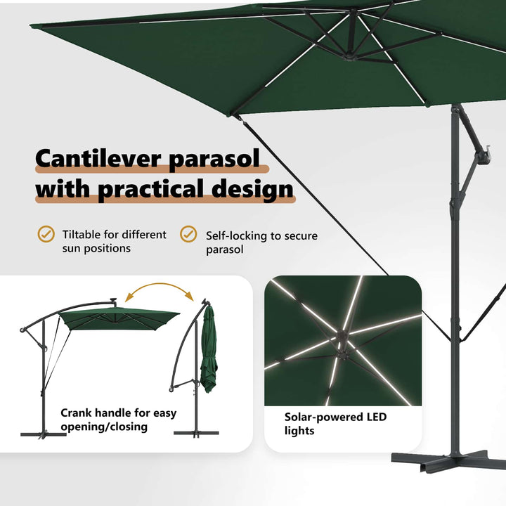 Parasol Grøn 294 x 200 x 270 cm Polyester og Aluminium