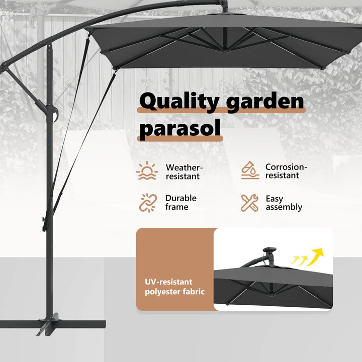 Parasol Antracit 294 x 200 x 270 cm Polyester og Aluminium