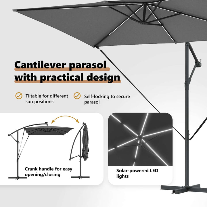 Parasol Antracit 294 x 200 x 270 cm Polyester og Aluminium