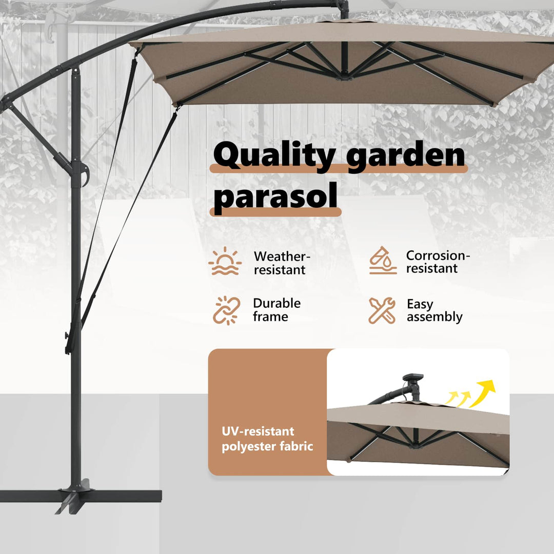 Parasol Gråbrun 294 x 200 x 270 cm Polyester og Aluminium
