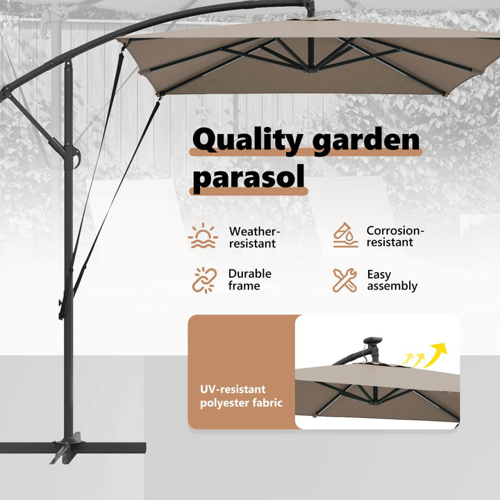 Parasol Gråbrun 294 x 200 x 270 cm Polyester og Aluminium