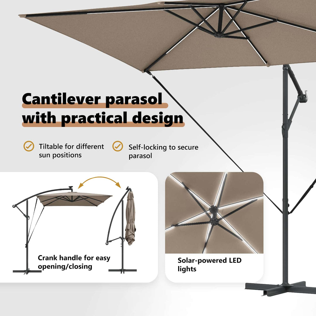 Parasol Gråbrun 294 x 200 x 270 cm Polyester og Aluminium