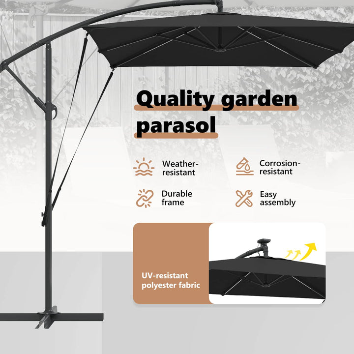 Parasol Sort 294 x 200 x 270 cm Polyester og Aluminium