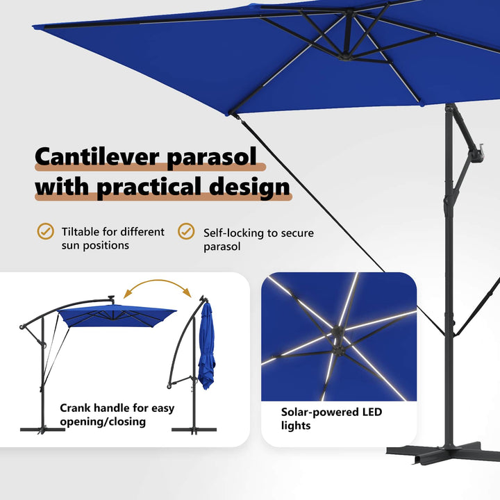 Parasol 294 x 200 x 270 cm Polyester og Aluminium Azurblå