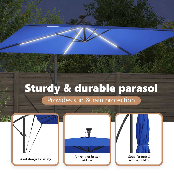 Parasol 294 x 200 x 270 cm Polyester og Aluminium Azurblå