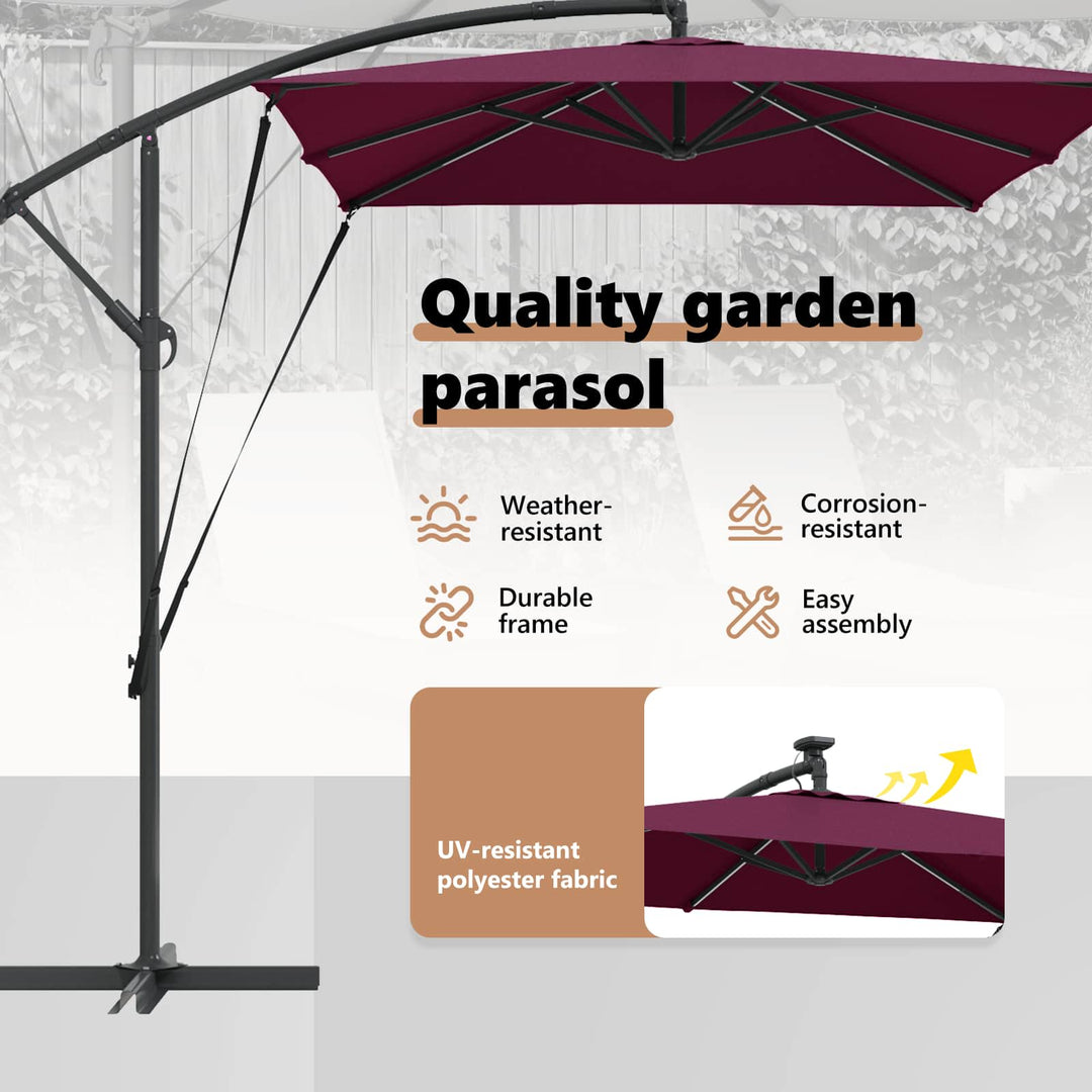 Parasol Bordeaux Rød 294 x 200 x 270 cm Polyester og Aluminium