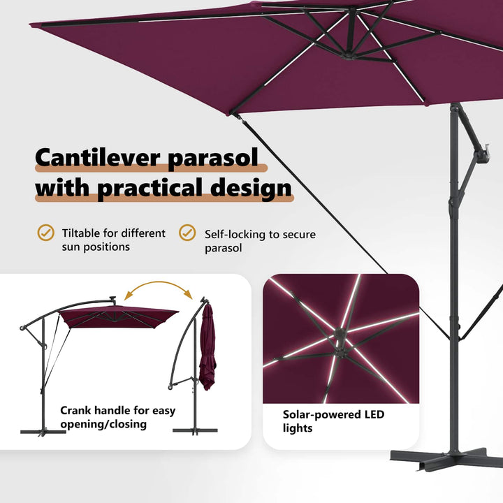 Parasol Bordeaux Rød 294 x 200 x 270 cm Polyester og Aluminium