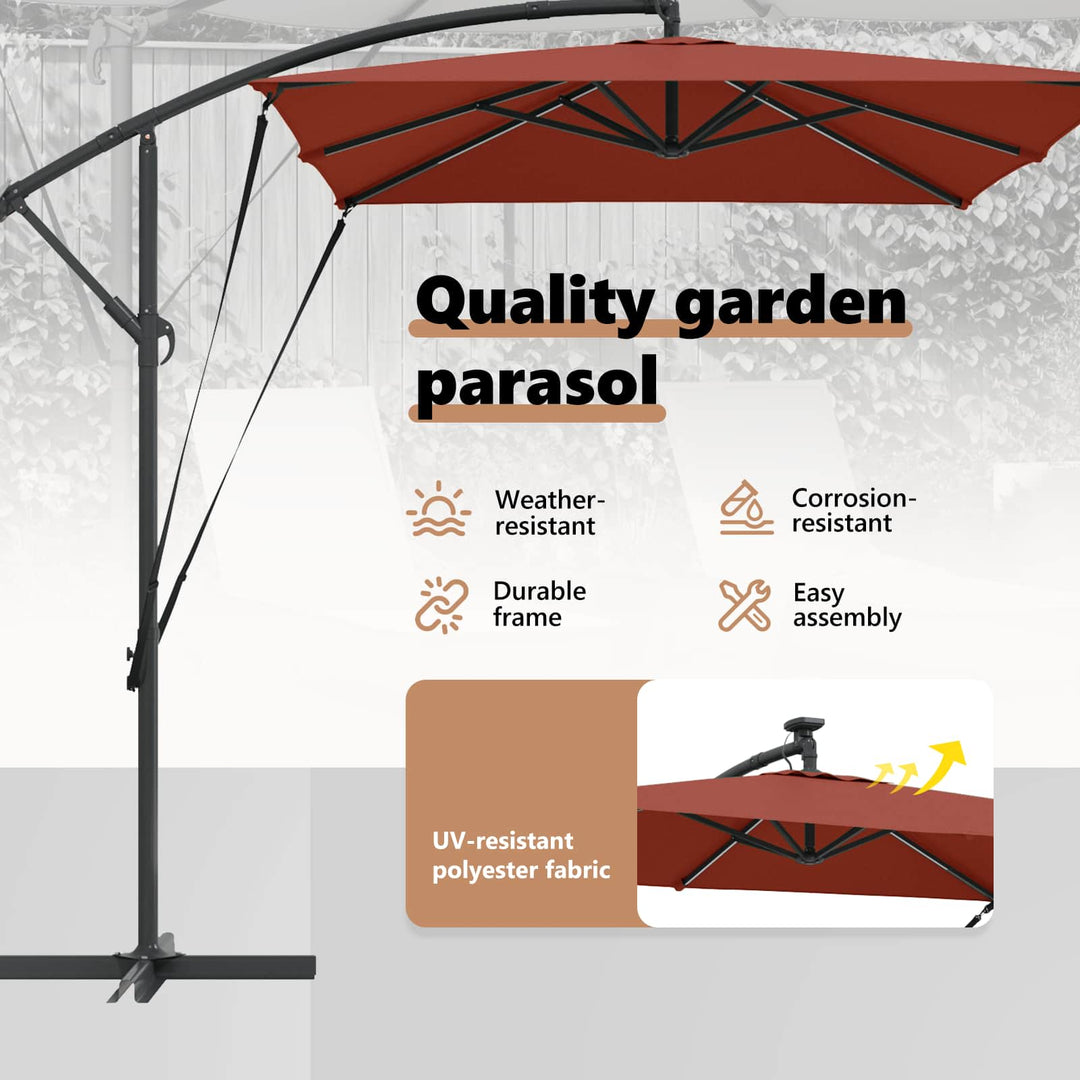 Parasol Terrakotta 294 x 200 x 270 cm Polyester og Aluminium