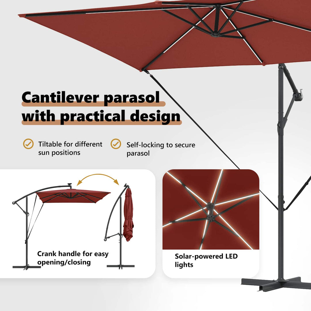 Parasol Terrakotta 294 x 200 x 270 cm Polyester og Aluminium