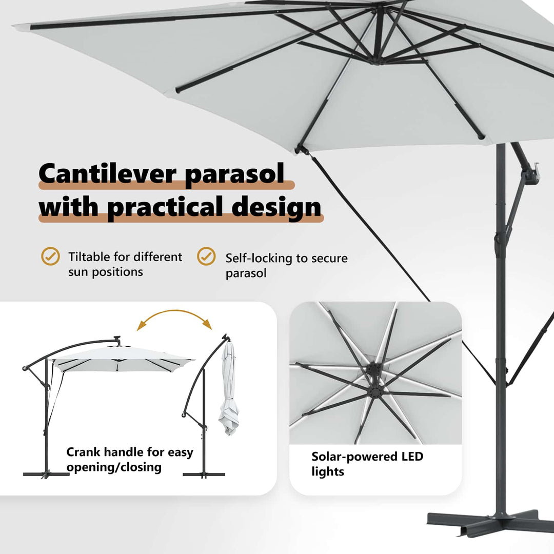 Parasol Sandfarvet 249 x 249 x 250 cm Polyester og Aluminium