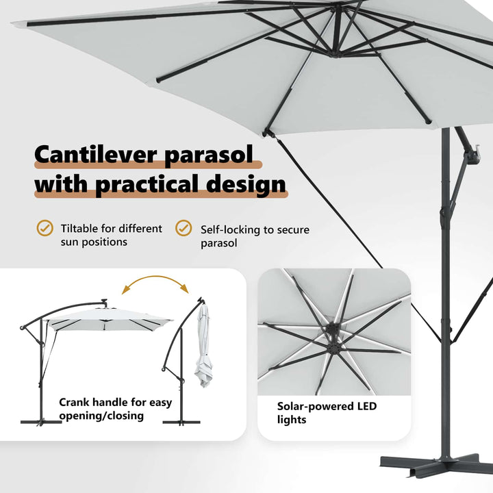 Parasol Sandfarvet 249 x 249 x 250 cm Polyester og Aluminium