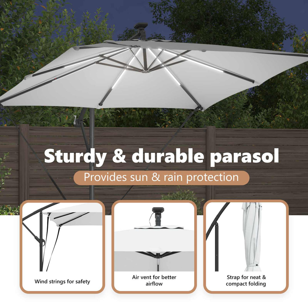 Parasol Sandfarvet 249 x 249 x 250 cm Polyester og Aluminium